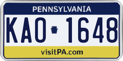 PA license plate KAO1648