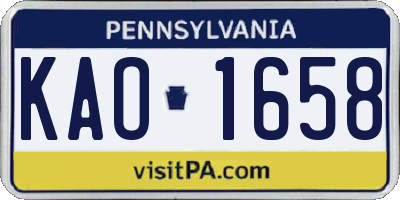 PA license plate KAO1658