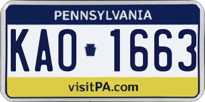 PA license plate KAO1663