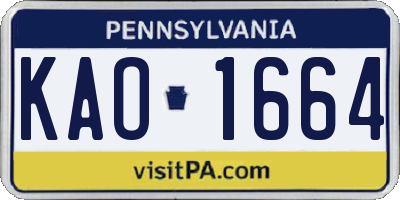 PA license plate KAO1664
