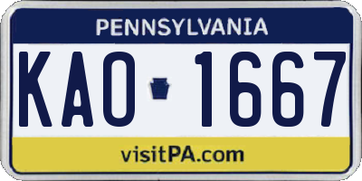 PA license plate KAO1667