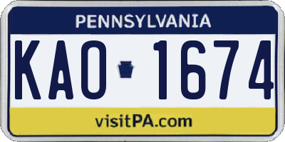 PA license plate KAO1674