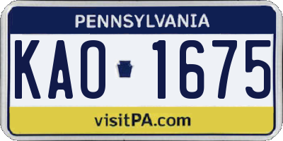 PA license plate KAO1675