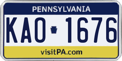 PA license plate KAO1676