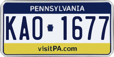 PA license plate KAO1677
