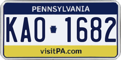 PA license plate KAO1682