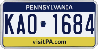 PA license plate KAO1684