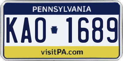 PA license plate KAO1689