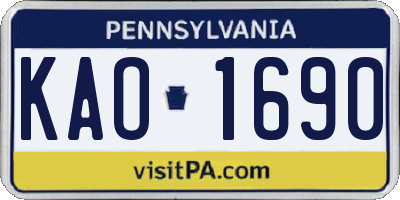 PA license plate KAO1690