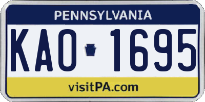 PA license plate KAO1695
