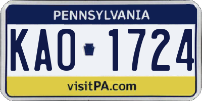 PA license plate KAO1724