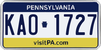 PA license plate KAO1727