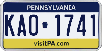 PA license plate KAO1741