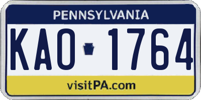 PA license plate KAO1764