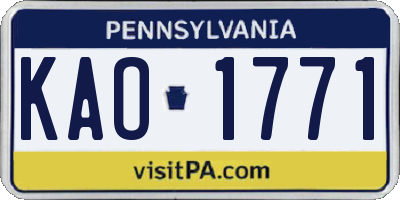 PA license plate KAO1771