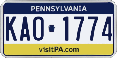 PA license plate KAO1774