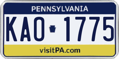 PA license plate KAO1775