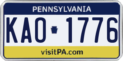 PA license plate KAO1776