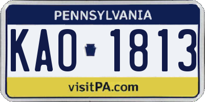 PA license plate KAO1813