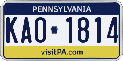 PA license plate KAO1814