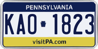 PA license plate KAO1823
