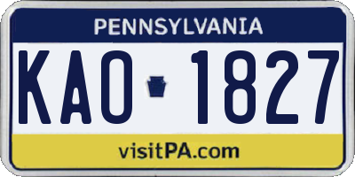 PA license plate KAO1827