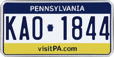 PA license plate KAO1844