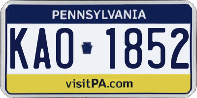 PA license plate KAO1852
