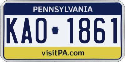 PA license plate KAO1861