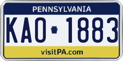 PA license plate KAO1883