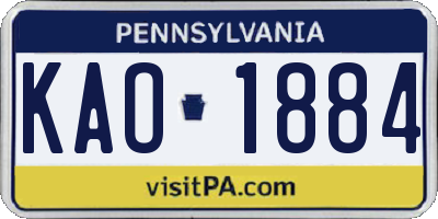PA license plate KAO1884
