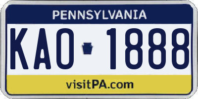PA license plate KAO1888