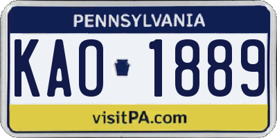 PA license plate KAO1889