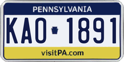 PA license plate KAO1891