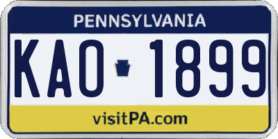 PA license plate KAO1899
