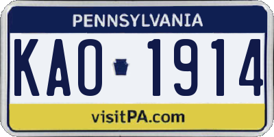 PA license plate KAO1914