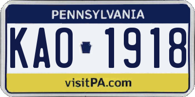 PA license plate KAO1918