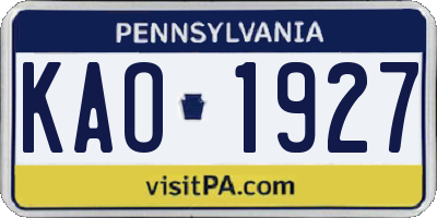 PA license plate KAO1927