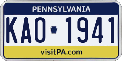 PA license plate KAO1941