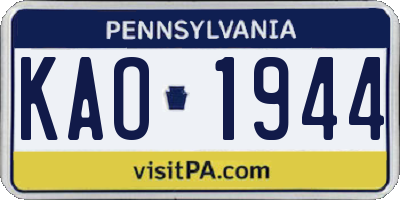 PA license plate KAO1944