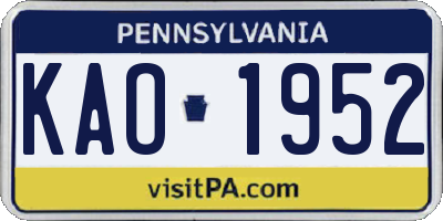 PA license plate KAO1952