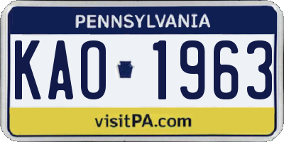 PA license plate KAO1963