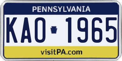 PA license plate KAO1965