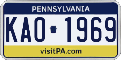 PA license plate KAO1969