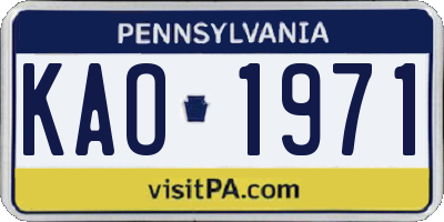PA license plate KAO1971