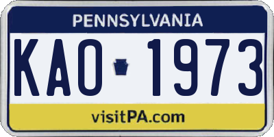 PA license plate KAO1973