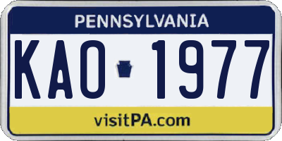 PA license plate KAO1977