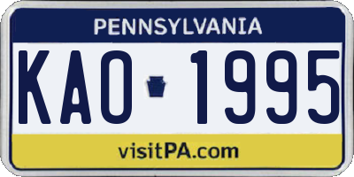 PA license plate KAO1995