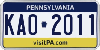 PA license plate KAO2011