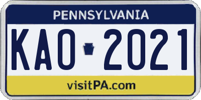PA license plate KAO2021